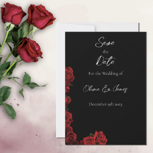 Red Roses White Black Elegance Timeless Save The Date