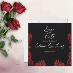 Red Roses White Black Elegance Timeless Save The Date