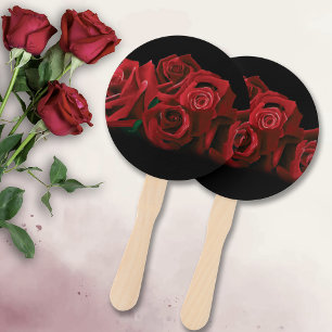 Red Roses White Black Hand Fan