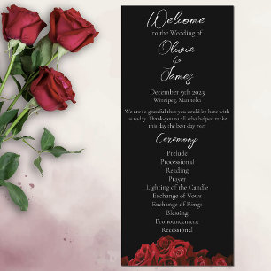 Red Roses White Black Wedding Programme