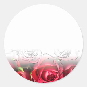 Red Roses With Black Outlines Classic Round Sticker