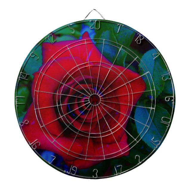 Red Roses with blue tones Dartboard (Front)