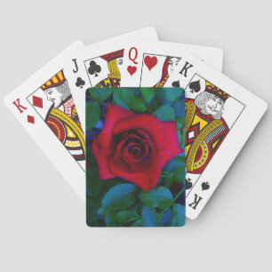 Red Roses with blue tones Playing Cards