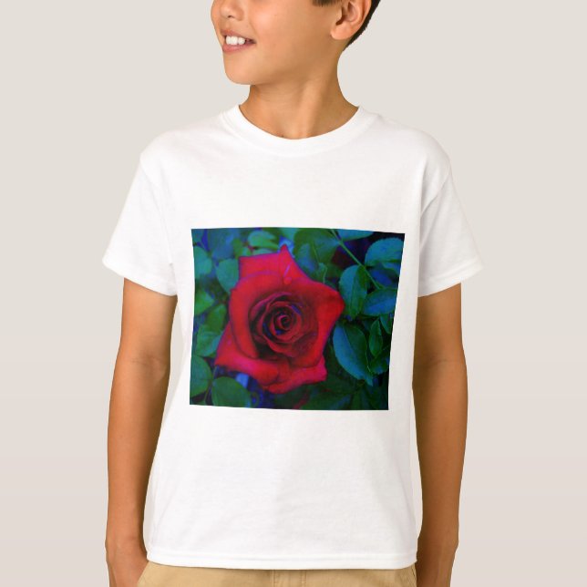 Red Roses with blue tones T-Shirt (Front)