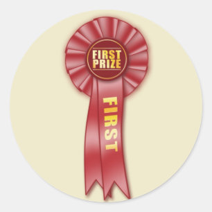 red rosette first prize sticker