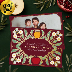Red Rosh Hashanah Jewish New Year Floral Photo