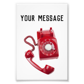 Red Rotary Phone Photo Print