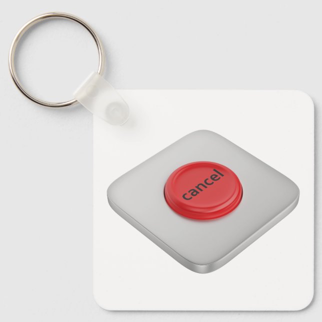 Red round cancel button key ring (Front)