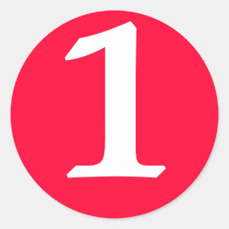 Red Round custom number Sticker