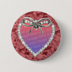 Red Round Diamond Heart Frame Button
