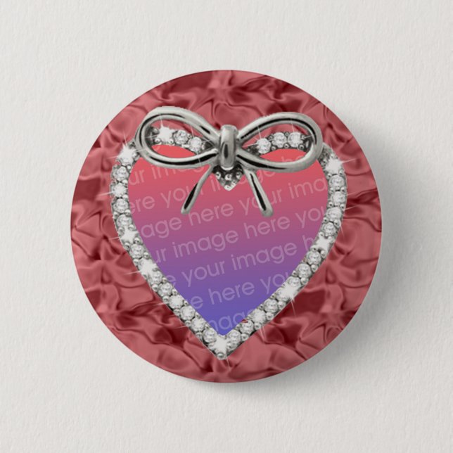 Red Round Diamond Heart Frame Button (Front)