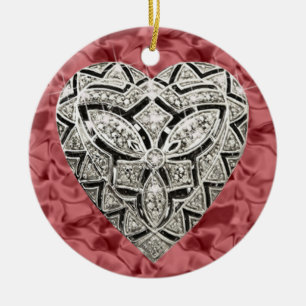 Red Round Elegant Designer Heart Ornament