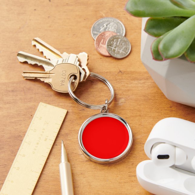 Red Round Metal Keychain (Desk)