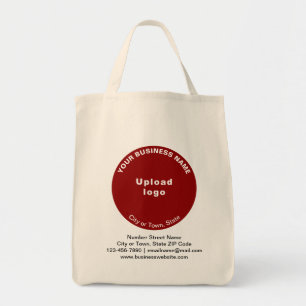Red Round Shape Business Brand on Grocery Tote Bag