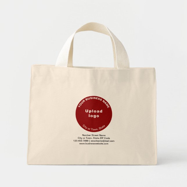 Red Round Shape Business Brand on Mini Tote Bag (Front)
