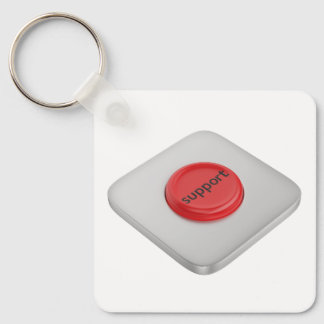Red round support button key ring