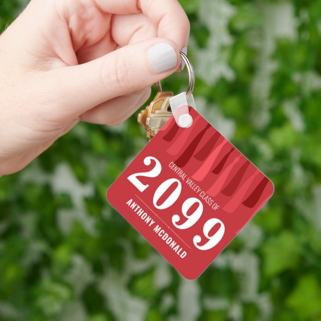 Red Row of Tassels Photo Graduation Keychain (Hand)