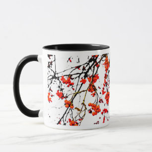 Red rowan fruits or ash berries mug