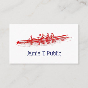 Red Rowing Rowers Crew Team Water Sports Business Card