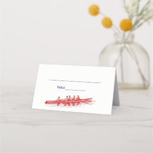 Red Rowing Rowers Crew Team Water Sports Place Card