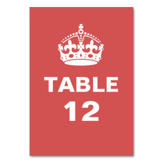 Red  Royal Crown Table Number