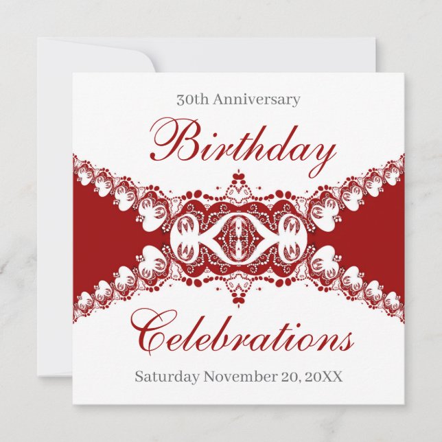 Red Royal Diva Anniverary Birthday Invitations (Front)