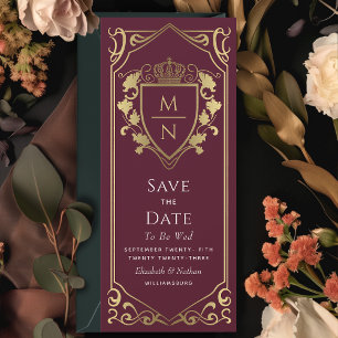 Red Royal Fantasy Monogram Save the Date Invitation