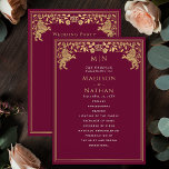 Red Royal Lion Mediaeval Sword Wedding Program Programme<br><div class="desc">Unveil the magic of your big day! These mediaeval fantasy wedding programs feature a regal lion surrounded by intricate gold florals and a monogram against a red background, blending elegance with a touch of grandeur. A perfect keepsake for your fairytale celebration! The gold featured on this item is NOT real...</div>