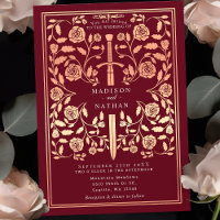 Red Royal Mediaeval Rose Gold Sword Wedding