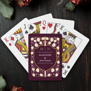 Red Royal Sword Shield Wedding Favour Playing Cards
