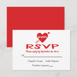 Red RSVP Heart Wedding, Bridal Shower Modern Invitation