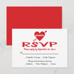Red RSVP Heart Wedding, Bridal Shower Modern Invitation