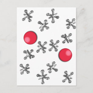 Red Rubber Ball and Jacks Postcard