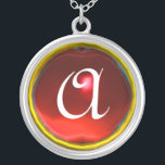 Red Ruby Gem  Monogram Silver Plated Necklace<br><div class="desc">Elegant and unique design  with gemstone. Very accurated nurbs modelling and rendering in 3D Studio Max by Bulgan Lumini .Part from series Hyper Talismans.</div>