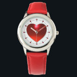 RED RUBY GEM STONE HEART WATCH<br><div class="desc">Elegant colourful design with 3D red ruby gemstone jewels</div>