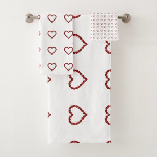 Red Ruby Gemstone Heart Bath Towel Set