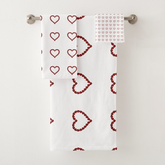 Red Ruby Gemstone Heart Bath Towel Set (Insitu)