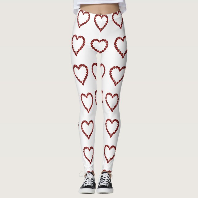 Red Ruby Gemstone Heart Leggings (Front)