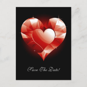 Red Ruby Heart Announcement Postcard