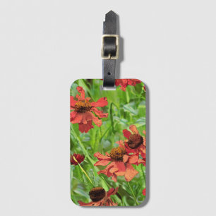 RED RUDBECKIA FLOWERS LUGGAGE TAG