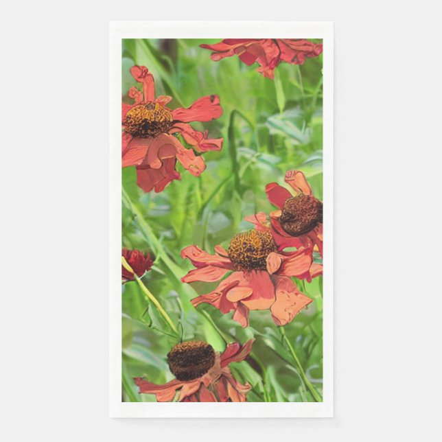 RED RUDBECKIA FLOWERS NAPKIN (Front)