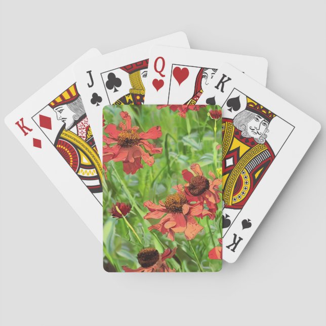 RED RUDBECKIA FLOWERS PLAYING CARDS (Back)