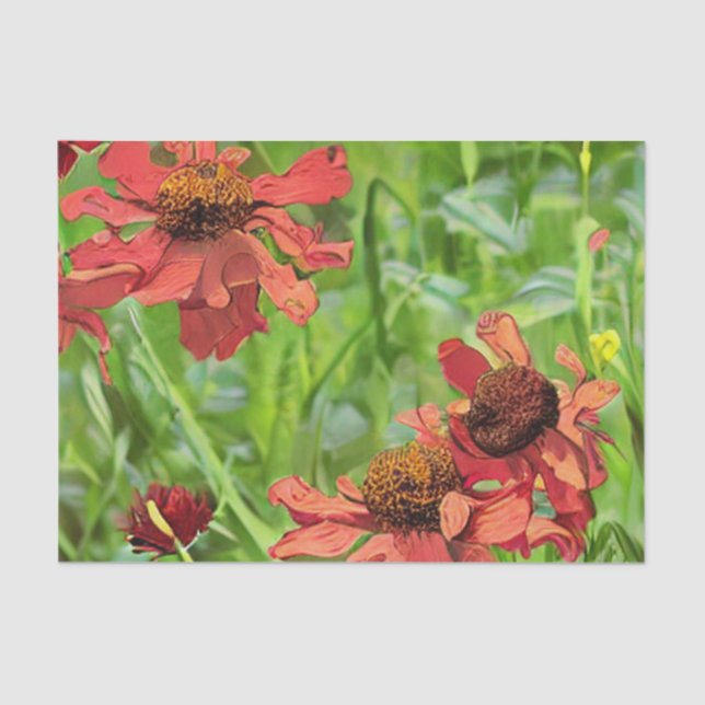 RED RUDBECKIA FLOWERS TISSUE PAPER (Front)