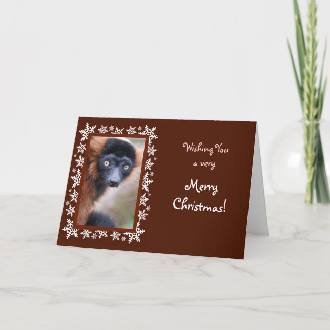 Red Ruffed Lemur Christmas Card (Front)