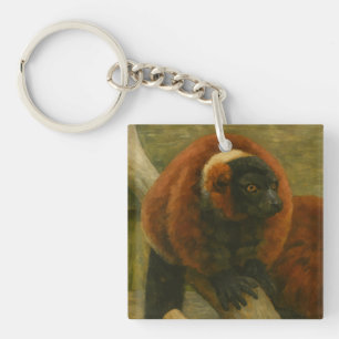 Red Ruffed Lemurs in Woodland Light Key Ring