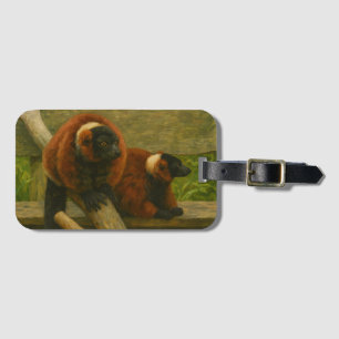 Red Ruffed Lemurs in Woodland Light Luggage Tag