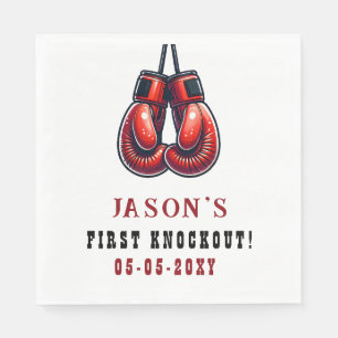 Red Rumble First Knockout Boxing Birthday Napkin