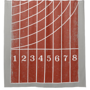 Red Running Track Distressed Style Shower Curtain