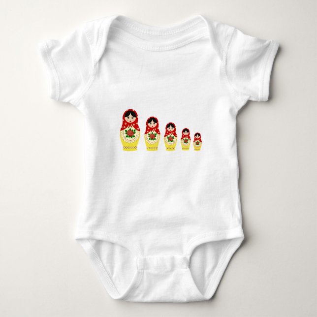 Red russian matryoshka nesting dolls baby shirt (Front)