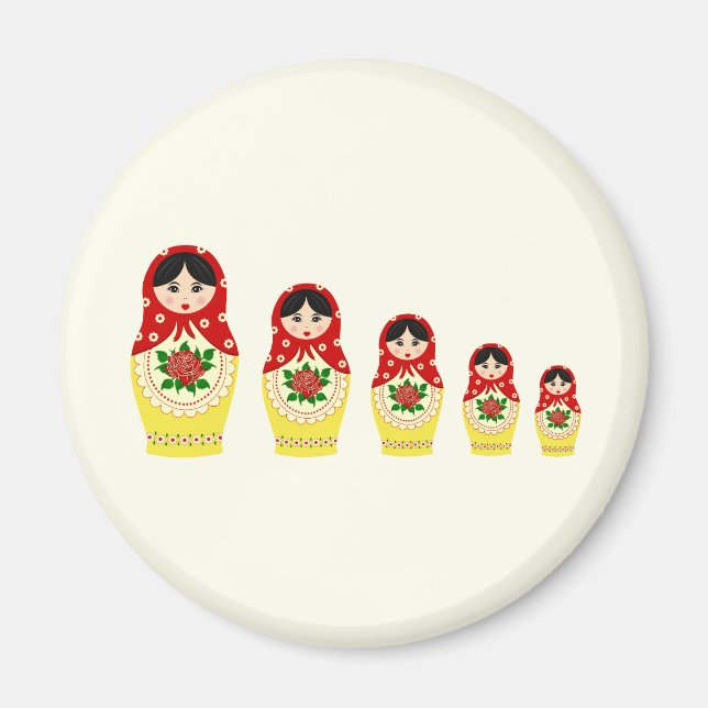 Red russian matryoshka nesting dolls magnet (Front)